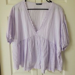 Shein 2XL V-Neck Schiffy Peplum Top